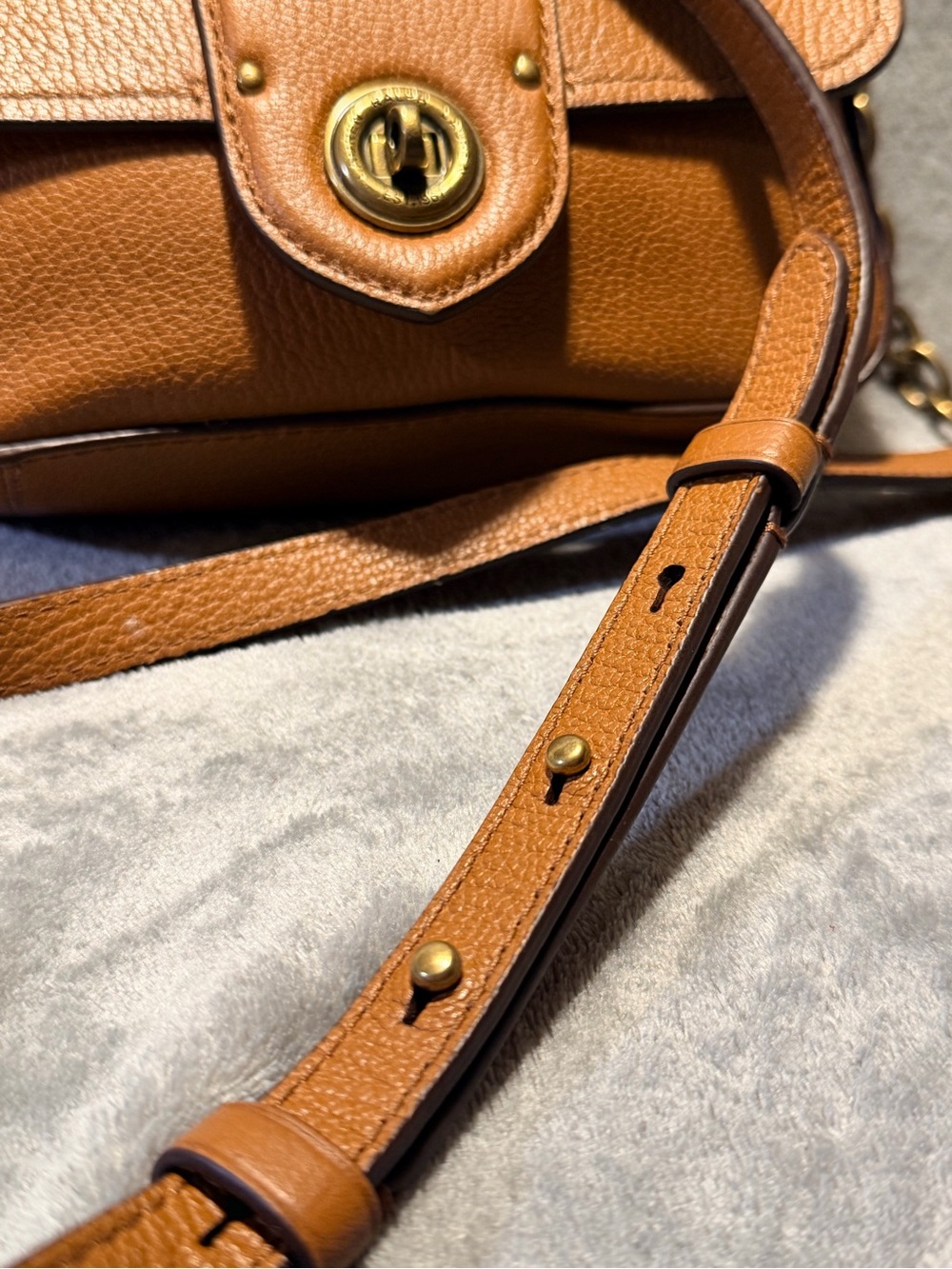 Ralph Lauren LRL Millbrook Pebbled Leather Crossbody with Chain Strap - Picture 5 of 11